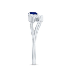1/2 CT Blue Sapphire Heart Promise Ring with Diamond