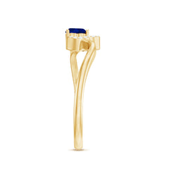 1/2 CT Blue Sapphire Heart Promise Ring with Diamond