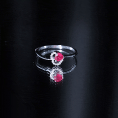 Natural Half Carat Ruby Heart Promise Ring with Diamond