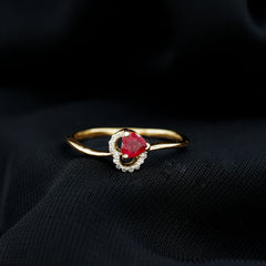 Natural Half Carat Ruby Heart Promise Ring with Diamond