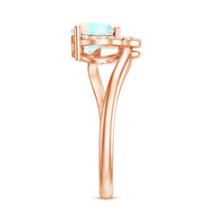 1/4 CT Ethiopian Opal Heart Promise Ring with Diamond