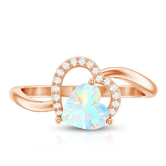 1/4 CT Ethiopian Opal Heart Promise Ring with Diamond