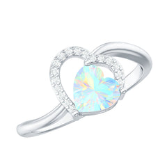 1/4 CT Ethiopian Opal Heart Promise Ring with Diamond