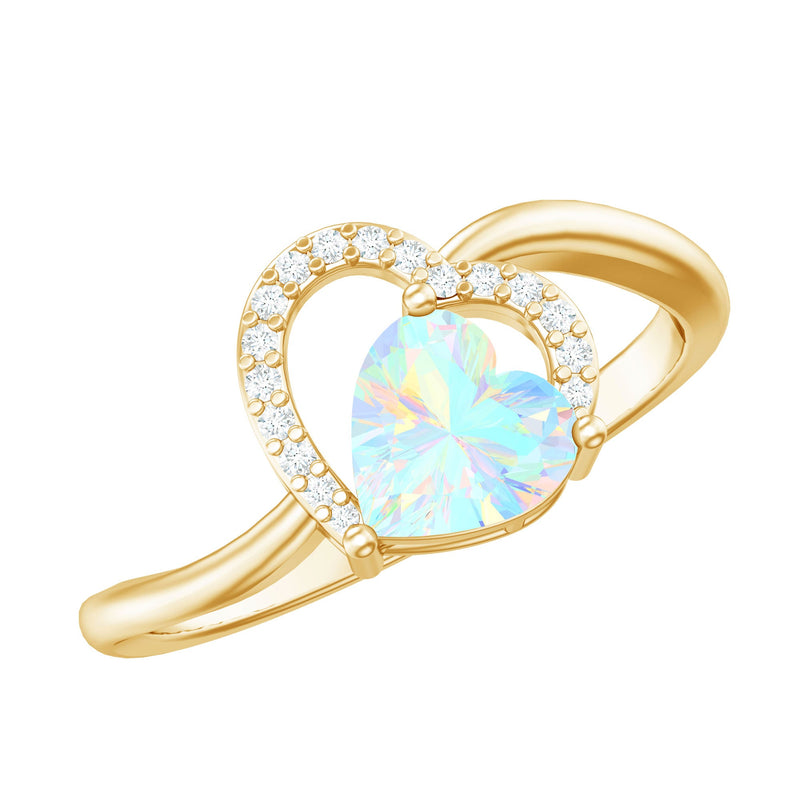 1/4 CT Ethiopian Opal Heart Promise Ring with Diamond