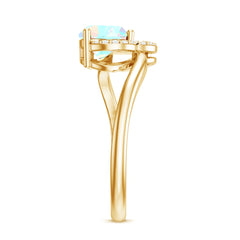 1/4 CT Ethiopian Opal Heart Promise Ring with Diamond