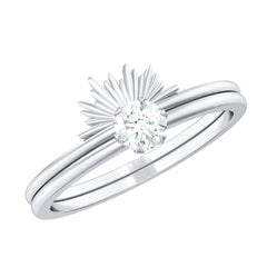 Sparkling Moissanite Solitaire Engagement Ring with Enhancer