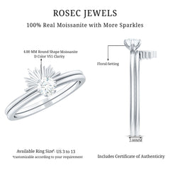 Sparkling Moissanite Solitaire Engagement Ring with Enhancer