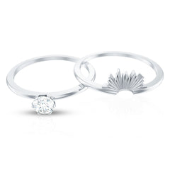 Sparkling Moissanite Solitaire Engagement Ring with Enhancer