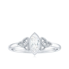 Natural Bezel Set Marquise Diamond Engagement Ring with Celtic Knot