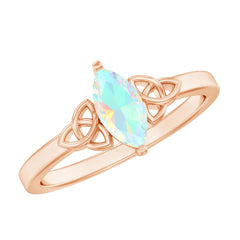 Natural Ethiopian Opal October Birthstone Ring with Celtic Knot
