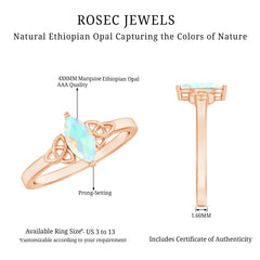 Natural Ethiopian Opal October Birthstone Ring with Celtic Knot