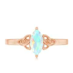 Natural Ethiopian Opal October Birthstone Ring with Celtic Knot