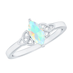 Natural Ethiopian Opal October Birthstone Ring with Celtic Knot