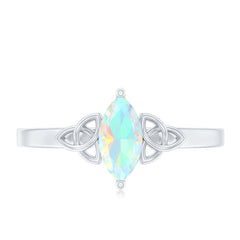 Natural Ethiopian Opal October Birthstone Ring with Celtic Knot