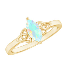 Natural Ethiopian Opal October Birthstone Ring with Celtic Knot
