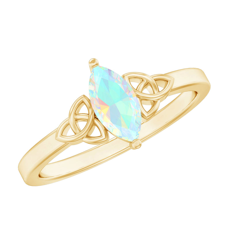 Natural Ethiopian Opal October Birthstone Ring with Celtic Knot