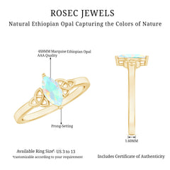 Natural Ethiopian Opal October Birthstone Ring with Celtic Knot