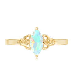 Natural Ethiopian Opal October Birthstone Ring with Celtic Knot