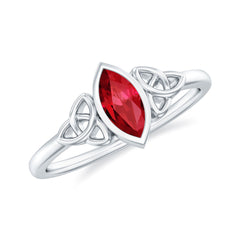 Marquise Cut Solitaire Lab Created Ruby Celtic Engagement Ring