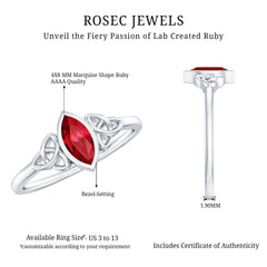 Marquise Cut Solitaire Lab Created Ruby Celtic Engagement Ring