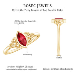 Marquise Cut Solitaire Lab Created Ruby Celtic Engagement Ring