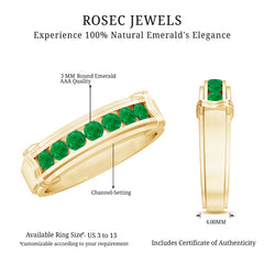 Channel Set Emerald Half Eternity Wedding Band Ring