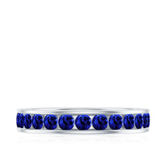 Certified Lab Grown Blue Sapphire Eternity Band Ring in Channel Set