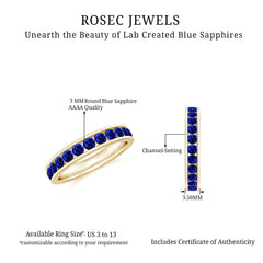 Certified Lab Grown Blue Sapphire Eternity Band Ring in Channel Set