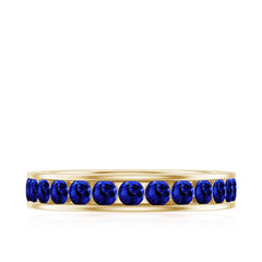Certified Lab Grown Blue Sapphire Eternity Band Ring in Channel Set