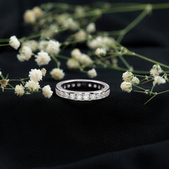 Round Cut Moissanite Channel Set Eternity Ring for Women