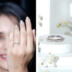 Round Cut Moissanite Channel Set Eternity Ring for Women
