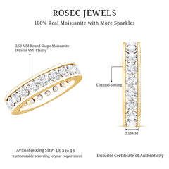Round Cut Moissanite Channel Set Eternity Ring for Women