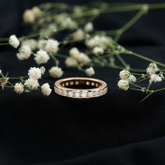 Round Cut Moissanite Channel Set Eternity Ring for Women
