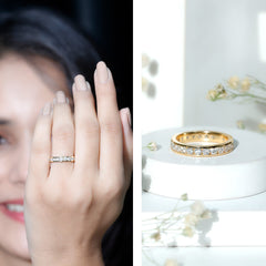 Round Cut Moissanite Channel Set Eternity Ring for Women