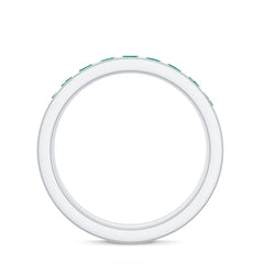 Certified Lab Grown Emerald Wedding Anniversary Ring in Channel Setting