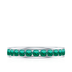 Certified Lab Grown Emerald Wedding Anniversary Ring in Channel Setting