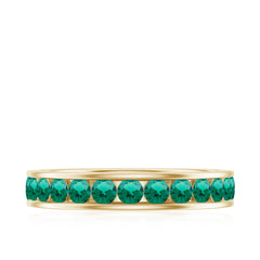 Certified Lab Grown Emerald Wedding Anniversary Ring in Channel Setting