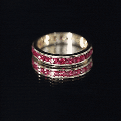 Round Created Ruby Full Eternity Ring in Channel Setting