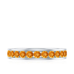 Natural Citrine Channel Set Eternity Ring for Anniversary