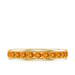 Natural Citrine Channel Set Eternity Ring for Anniversary