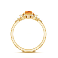 Designer Citrine 3 Piece Wedding Ring Set with Moissanite
