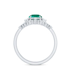 Vintage Inspired Lab Grown Emerald Diamond Wedding Bridal Ring Set of 3
