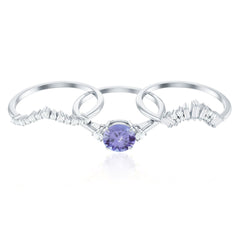 Vintage Style Tanzanite 3 Piece Bridal Ring Set with Diamond Enhancers