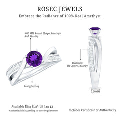 3/4 CT Solitaire Amethyst Infinity Ring with Diamond Accent
