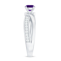 3/4 CT Solitaire Amethyst Infinity Ring with Diamond Accent