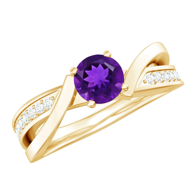 3/4 CT Solitaire Amethyst Infinity Ring with Diamond Accent