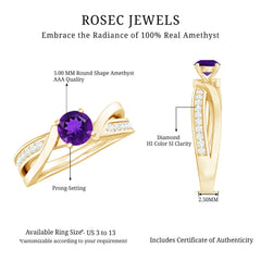 3/4 CT Solitaire Amethyst Infinity Ring with Diamond Accent
