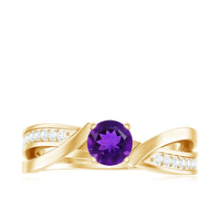 3/4 CT Solitaire Amethyst Infinity Ring with Diamond Accent