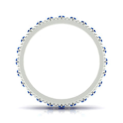 Marquise Cut Created Blue Sapphire Eternity Band with Beaded Detailing