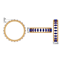 Marquise Cut Created Blue Sapphire Eternity Band with Beaded Detailing